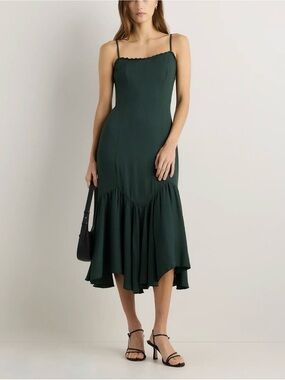 NWT Quince Crepe Pleated Hem Midi Dress
